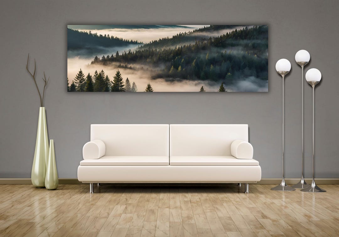 Foggy Forest and Mountain Canvas Wall Art Print,foggy Forest Art Prints ...