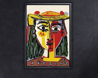 パブロ・ピカソ、ベレー帽をかぶった女性の肖像、リネンキャンバスの