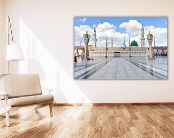 Masjid an-Nabawi Canvas Wall Art Print,Masjid an-Nabawi Poster,Extra Large Canvas Wall Art,Islamic Wall Art Decor,Islamic Wall Art Home Deco