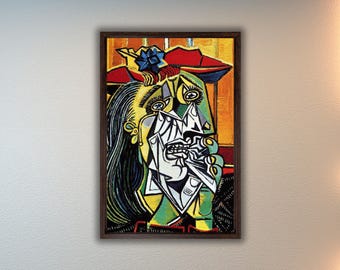 パブロ・ピカソの泣く女性の絵画アートプリントキャンバス、傑作
