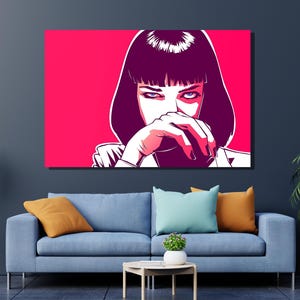 Pulp Fiction Movie Poster,Mia Wallace Print,Movie Bathroom Art,Mia Wallace Poster Art,Mia Wallace Canvas Wall Art,Movies Poster Print Art