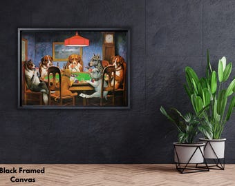 Dogs Playing Poker Poster Art Canvas Print,Dogs Playing Poker Canvas Wall Art,Dogs Playing Poker Canvas Art Print,Man Cave Wall Art Decor