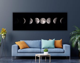 Moon Phases Poster/Canvas Art Print,Moon Phases Wall Art,Full Moon Canvas Wall Art,Lunar Eclipse Style Canvas,Space Canvas Art,Nasa Poster