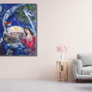 Marc CHAGALL Art Poster Canvas Print,Marc CHAGALL La Mariée  Canvas Wall Art,chagall la mariee print,Exhibition Poster,Surrealism Wall art