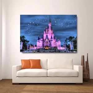 Cinderella Castle Canvas Wall Art,Disney Wall Art Canvas,Disney Home Decor,Disneyland Canvas,Kids Room Wall Art Decor,Gift for Girl Room Art