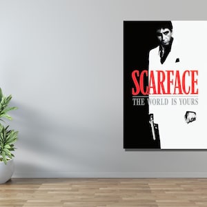 Affiche Scarface Affiche de film d&#39;Al Pacino, impression d&#39;affiche de films Art mural en toile noir et blanc, affiche d&#39;art déco intérieure, toile Scarface, décoration d&#39;intérieur