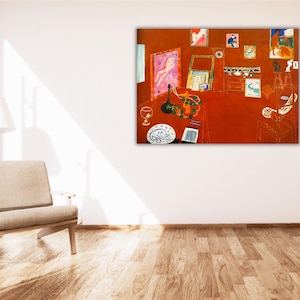 Poster/stampa artistica da parete su tela &quot;The Red Studio&quot; di Henri Matisse, riproduzione di stampa, decorazione artistica da parete su tela moderna e alla moda, stampa di poster espressionista
