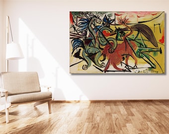 Pablo Picasso The Bull Fight Wall Art Print,Masterpiece Canvas Wall Art,Pablo Picasso Artworks,Extra Large Canvas Wall Art,Man Cave Wall Art