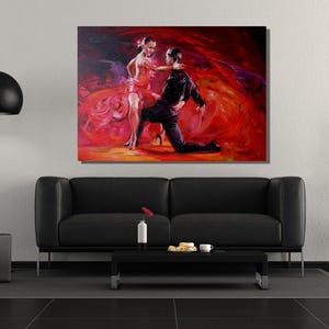 Tango Dance and Music Canvas Wall Art,Tango Dancing Poster Print Wall Decor,Home & Office Decor,Music Room Wall Art Decor,Dancing Canvas Art