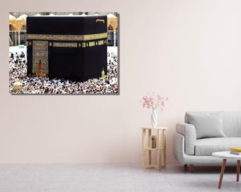 Kabe Canvas Wall Art,Kaaba Poster Print,Mekka Extra Large Canvas Wall Art,Islamic Wall Art Decor,Mosque Wall Art Decor,Islamic Home Decor