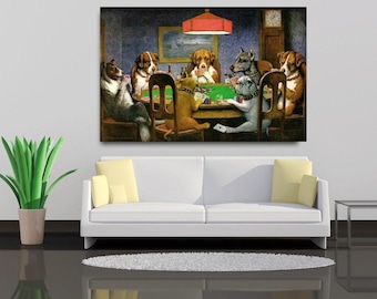 ARTSPRINTS Stampa Su Tela Incorniciata - Cani Che Giocano A Poker - Quadro Per Parete