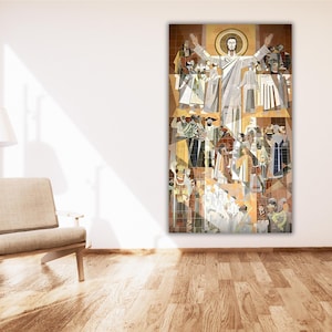 Touchdown Jesus Poster Print Art,Touchdown Jesus Canvas Wall Art,Notre Dame College Football Poster art,Man Cave Wall Art,Fighting Irish Bar