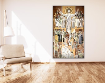 Touchdown Jesus Poster Print Art,Touchdown Jesus Canvas Wall Art,Notre Dame College Football Poster art,Man Cave Wall Art,Fighting Irish Bar