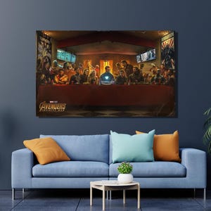 Last Supper Avengers Poster Art,Avengers Canvas Print Art,Marvel Heroes Canvas Arts ,Kids Room Wall Art Decor Wall Art,Averngers Print Art