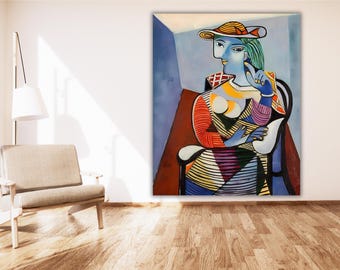 ピカソの「時計を持つ女性」キャンバスプリント：抽象芸術の壁装飾