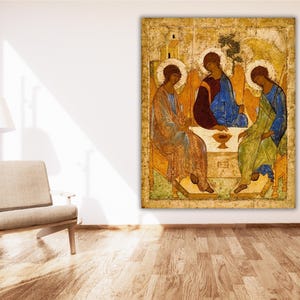 The Holy Trinity By Andrei Rublev Exhibition Poster Print Art,Vintage Wall Art,Andrei Rublev Art Print,The Holy Trinity Canvas Wall Art Deco