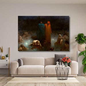Gustave Dore Dante and Virgil Poster Art Canvas Wall Art,Gustave Dore Famous Art Poster,Giclee Print Poster Art,Dante and Virgil Print art