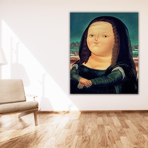 Fernando Botero Mona Lisa Canvas Wall Art,Botero Art,Huge Canvas Home Wall Decor,Mona Lisa Fun Art,Fernando Botero Art,Fat Mona Lisa Poster