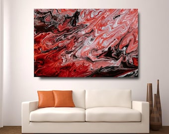 Red Black Marble Canvas Wall Art,Abstract Wall Print,Red marble wall art,Modern Wall Decor,Black Marble Print Art,Fashion Wall Art Decors