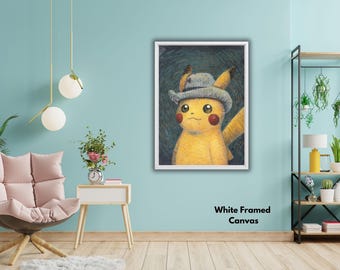 ピカチュウのゴッホ風アートプリント、美的ポスター - Etsy 日本