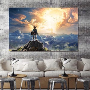 Poster di Legend of Zelda, stampa su tela di Legend of Zelda, decorazione murale di videogiochi, decorazione murale per caverne umane, decorazione murale per camerette dei bambini