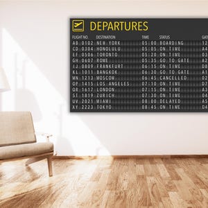 Departures Poster Art Canvas Wall Art,Airport Departure Wall Decor Print,Trendy Canvas Wall Art,Gift for Aviation,Aviation Wall Art Decor