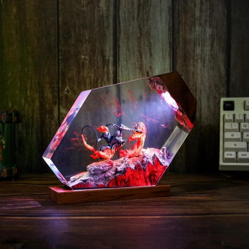 Gh.ost Rider Epoxy Resin LED Lamp | 3D Acrylic Fire Effect Light ...