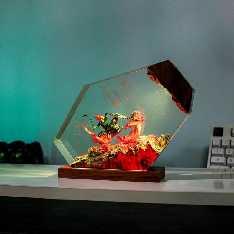 Gh.ost Rider Epoxy Resin LED Lamp | 3D Acrylic Fire Effect Light ...
