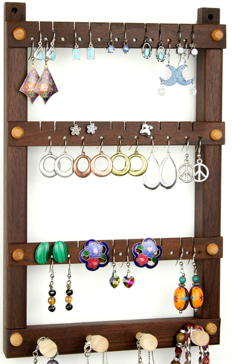 Wooden Wall Mount Jewelry Organizer Jewelry Holder Etsy