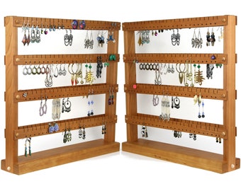 Earring Holder, Jewelry Display, Basswood, Wood. 192 Pairs. 8-bar