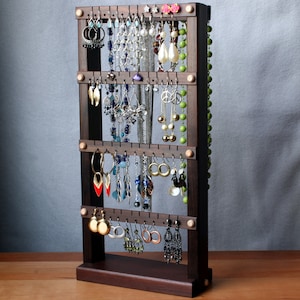 Earring Organizer, Earring Holder, Basswood, Wood. 144 Pairs. 6-bar Wall  Mount Jewelry Display Jewelry Organizer 