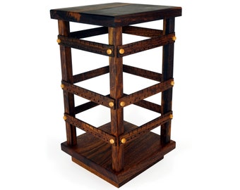 Portaorecchini girevole a quattro lati in palissandro caraibico, espositore per gioielli con base girevole, contiene 120 paia. Portaorecchini da riporre. Ultimo pezzo!