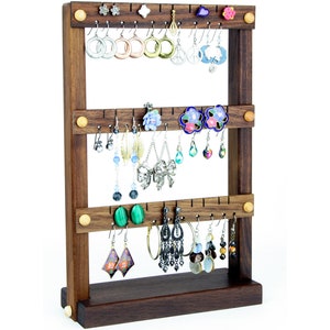 Black Walnut Wooden Earring Holder Stand | Earring Display Stand | Earring Storage | Holds up to 30 pairs | Jewelry Holder | Jewelry Display
