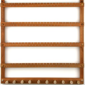 Wood Earring Holder Jewelry Organizer, Cherry, Wall Mount, plus Necklace Bar. Holds up to 96 Pairs of Earrings plus 10 Jewelry pegs. image 4