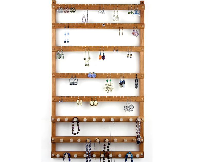 Extra Large Cherry Wall Earring Holder Hanging Earring Display Necklace Holder 29 pegs Jewelry Display image 1