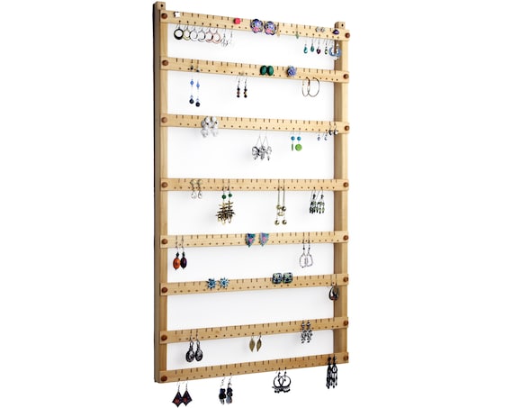 Earring Holder, Jewelry Display, Basswood, Wood. 192 Pairs. 8-bar