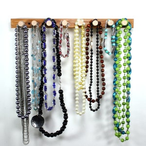Cherry Wall Mount Necklace Holder | Jewelry Holder Bar | Hanging Bracelet Holder | 12&quot; with 8 Pegs | Hanging Necklace Rack | Jewelry Display