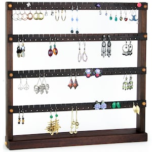 Jewelry Display Stand - Earring Holder, Peruvian Walnut, Wood. Holds up to 96 pairs of Earrings. Jewelry Holder, Earrings Display