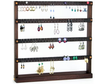 Jewelry Display Stand - Earring Holder, Peruvian Walnut, Wood. Holds up to 96 pairs of Earrings. Jewelry Holder, Earrings Display