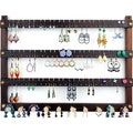 Wall Mount Earring Holder - Jewelry Organizer, Peruvian Walnut Jewelry Display. 72 pair Hardwood Hanging Earring Display with 10 pegs