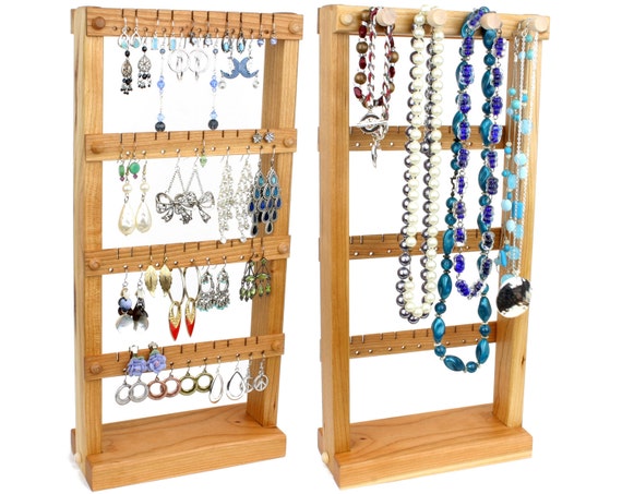 Jewelry Organizer Jewelry Holder Stand Wood Cherry Plus
