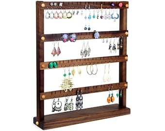 Jewelry Display - Earring Holder Stand, Black Walnut, Wood.  Holds 72 Pairs of Earrings. Jewelry Holder - Earring organizer