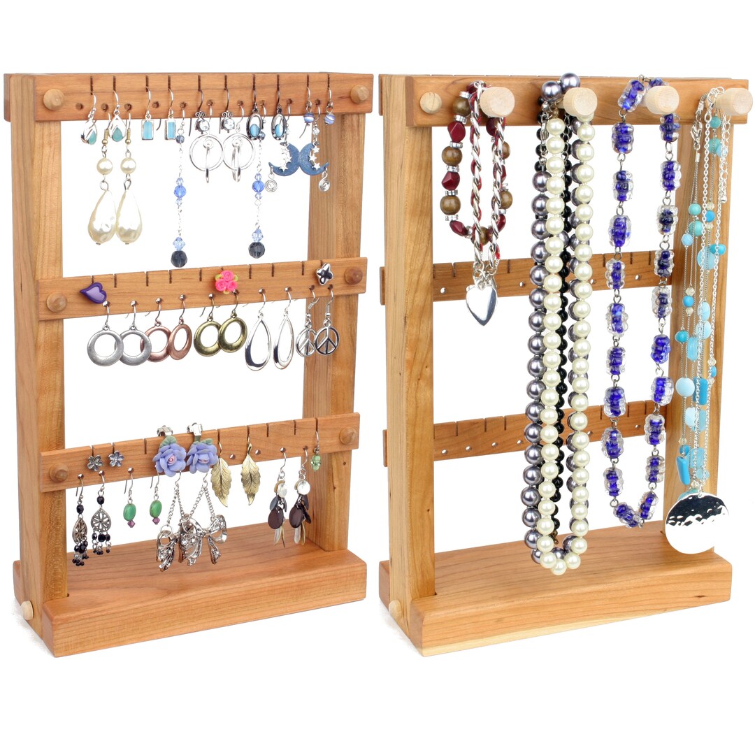 Jewelry Holder Organizer, Floor Jewelry Organizer with Earring Organizer  Necklace Holder, Rotating Jewelry Stand Necklace Display Earring Storage