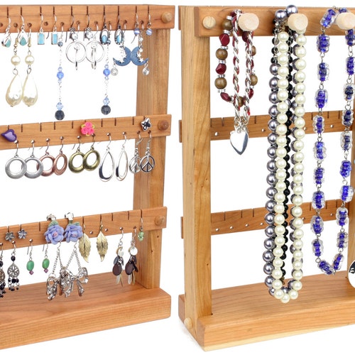 Earring Holder Jewelry Holder Stand Wood Cherry Plus Etsy