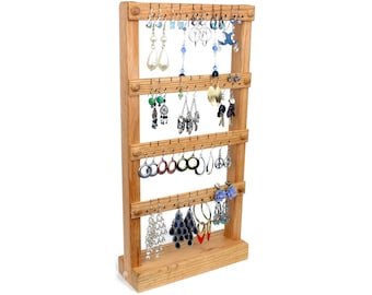 Oak Jewelry Display Stand | Earring Holder Stand | Earring Storage Rack | Holds up to 40 pairs of Earrings | Earring Display