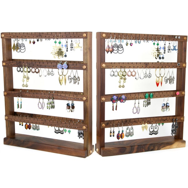 Double Sided Earring Holder Stand | Earring Display | Black Walnut | Holds 144 pairs | Jewelry Organizer | Jewelry Display