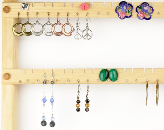 Organizador de pendientes, soporte para pendientes, tilo, madera. 144  pares. Expositor de joyería de montaje en pared de 6 barras Organizador de  joyas -  México