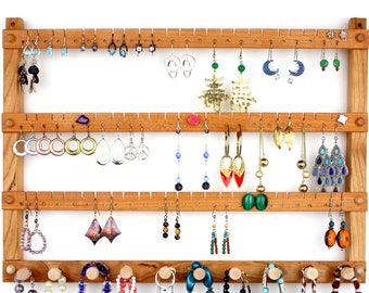 Wide cherry earring holder. Holds 72 pair plus necklaces.