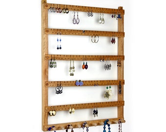 Espositore Per Collane YUYTE In Legno E Tessuto Felpato - Portagioie Da Banco Colore Chiaro, 16,5x10,5x23,5 Cm, Per Negozi E Fiere