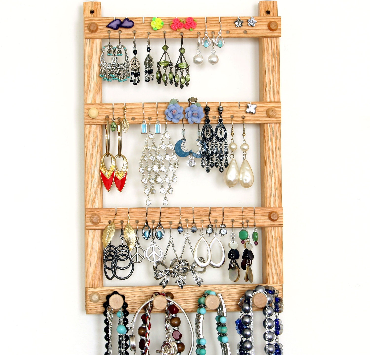 Wall Mount Jewelry Organizer, Necklace Holder, Earring Holder